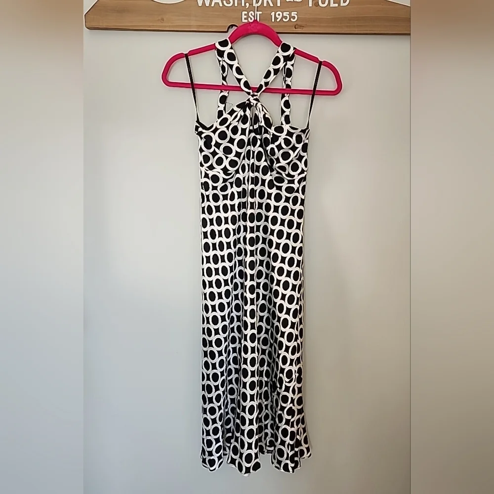 Laundry Shelli Segal Silk Halter Dress Black White Geometric 90s Y2K Size 10 NWT - Picture 12 of 12